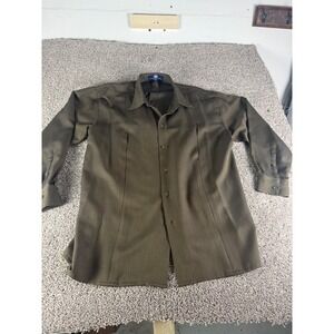 Vittorio St. Angelo Mens 3XL Olive Green Pleated Front Button Down Dress Shirt